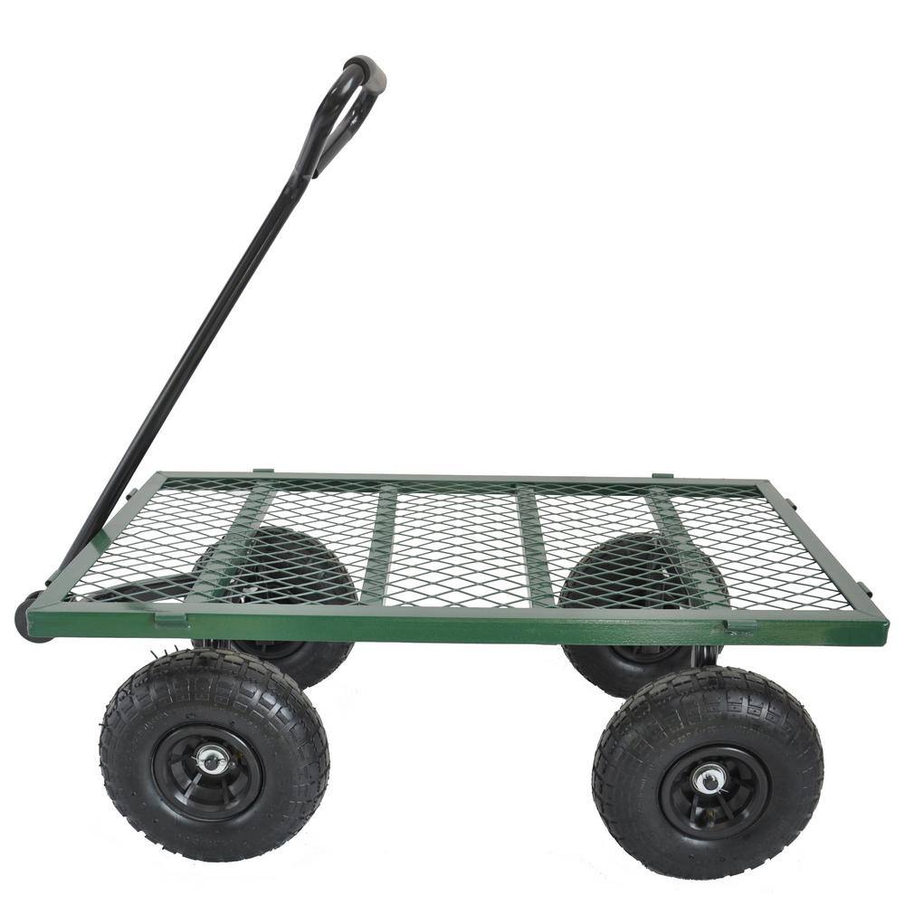 Unbranded LHR428ZYQ16 8.8 cu. ft. Metal Wagon Garden Cart in Grass Green