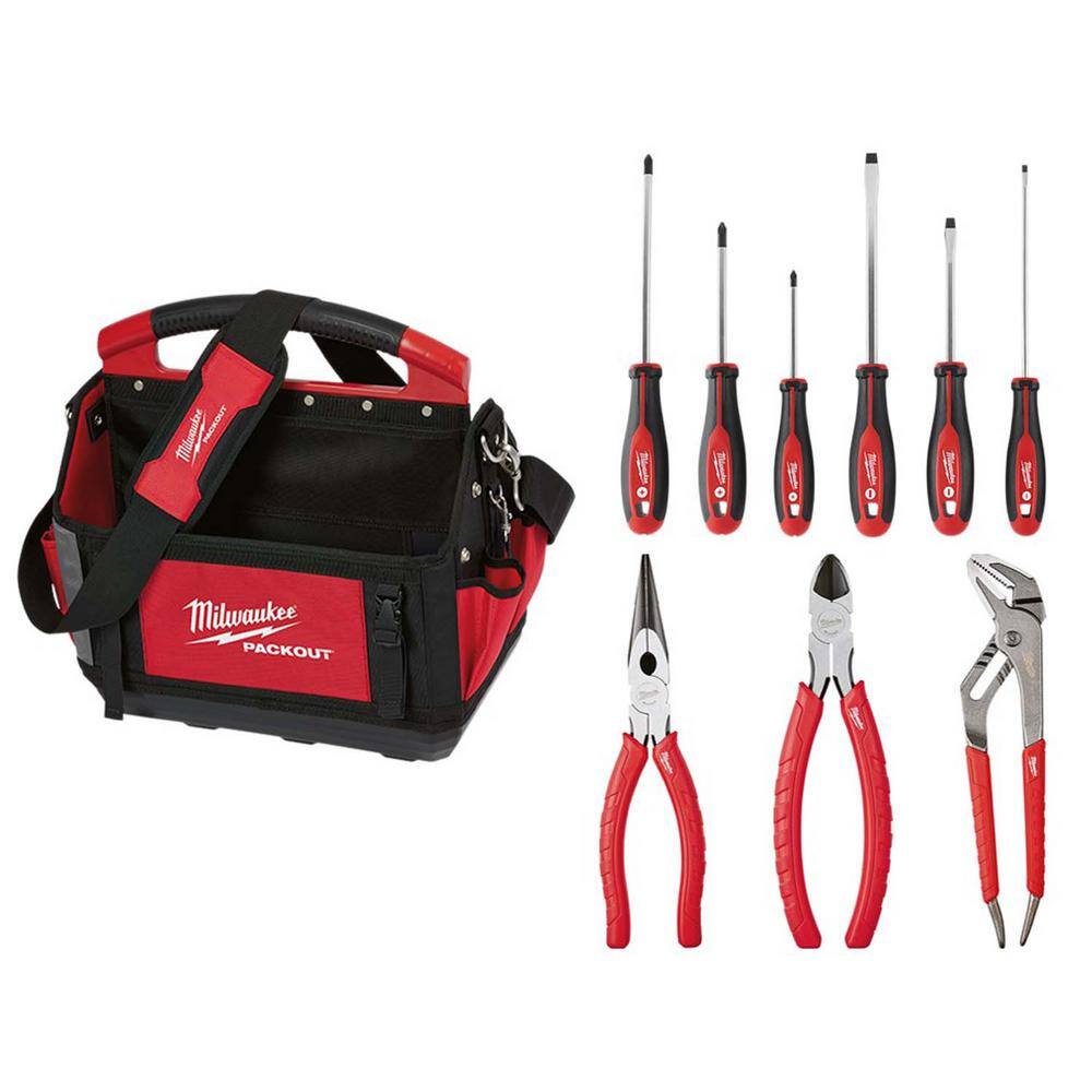 Milwaukee 48-22-8315-48-22-2706-48-22-6331 PACKOUT Tote & Hand Tool Set (10-Piece)