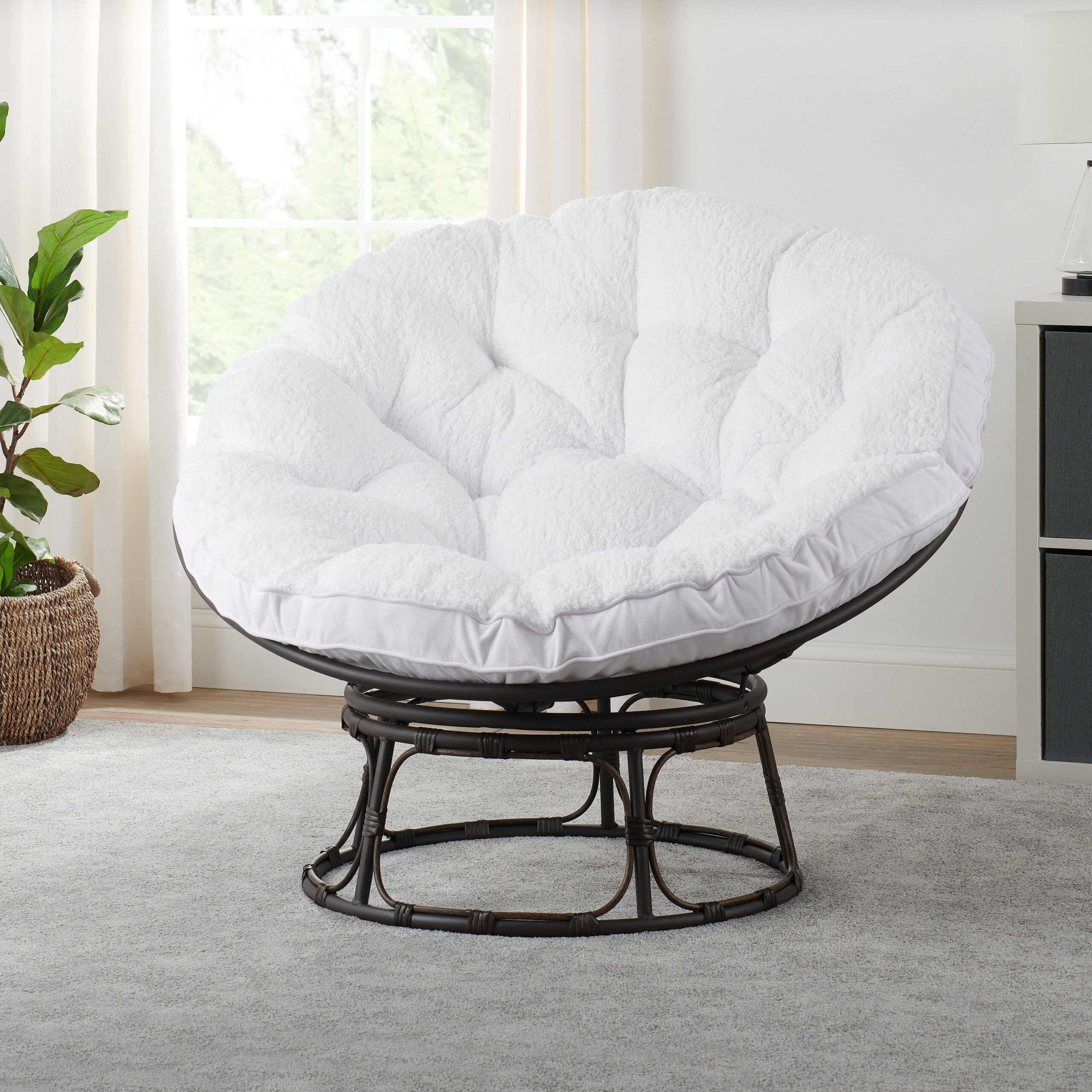 Better Homes & Gardens Papasan Chair 46″ Wide. White Sherpa