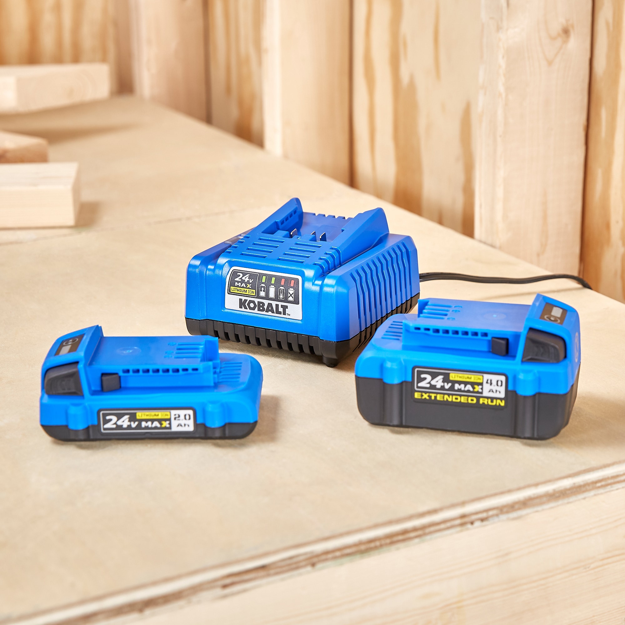 Kobalt 24-Volt 2-Pack 2 Amp-Hour; 4 Amp-Hour Lithium Power Tool Battery Kit (Charger Included)