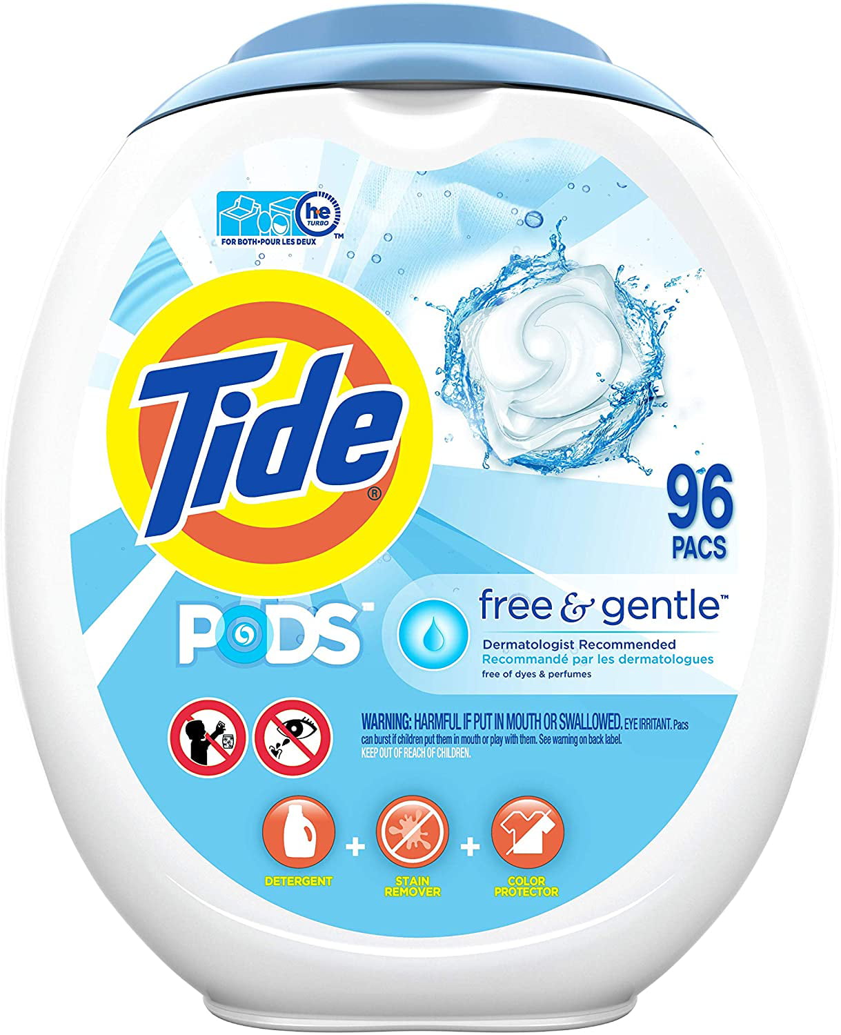 Tide PODS Free and Gentle Laundry Detergent. 96 Count. Unscented and Hypoallergenic for Sensitive Skin. Free and Clear of Dyes and Perfumes. HE Compatible (Packaging May Vary)