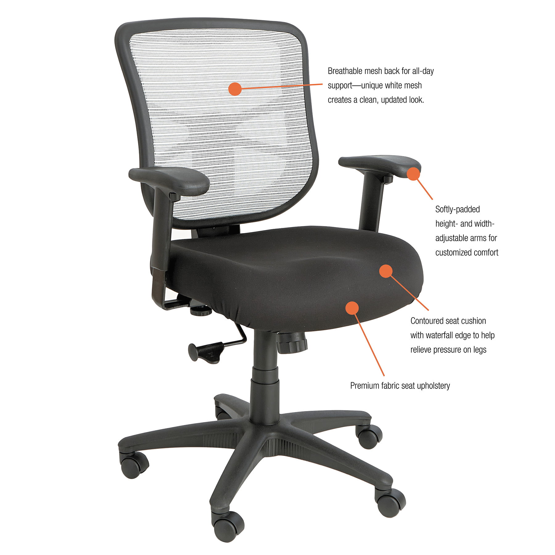 Alera Elusion Series Mesh Mid-Back Swivel/Tilt Chair. Black/White
