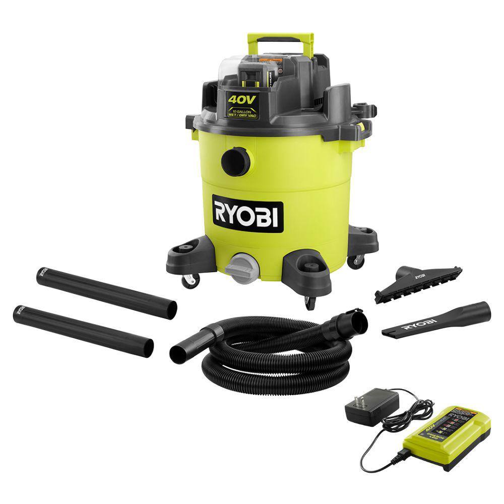 RYOBI RY40WD01K 40V 10 Gal. Cordless Wet/Dry Vacuum Kit with 40V 4.0 Ah Battery and 40V Charger