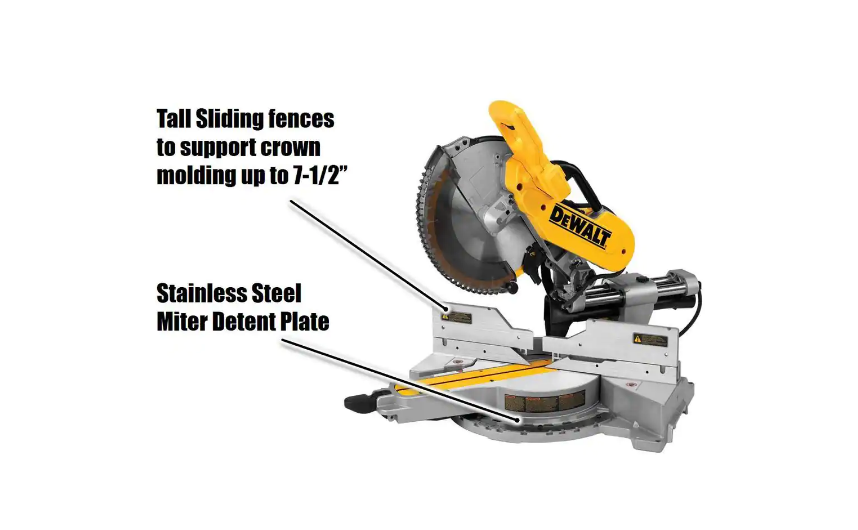 DEWALT DWS779 15 Amp Corded 12 in. Double Bevel Sliding Compound Miter Saw. Blade Wrench & Material Clamp