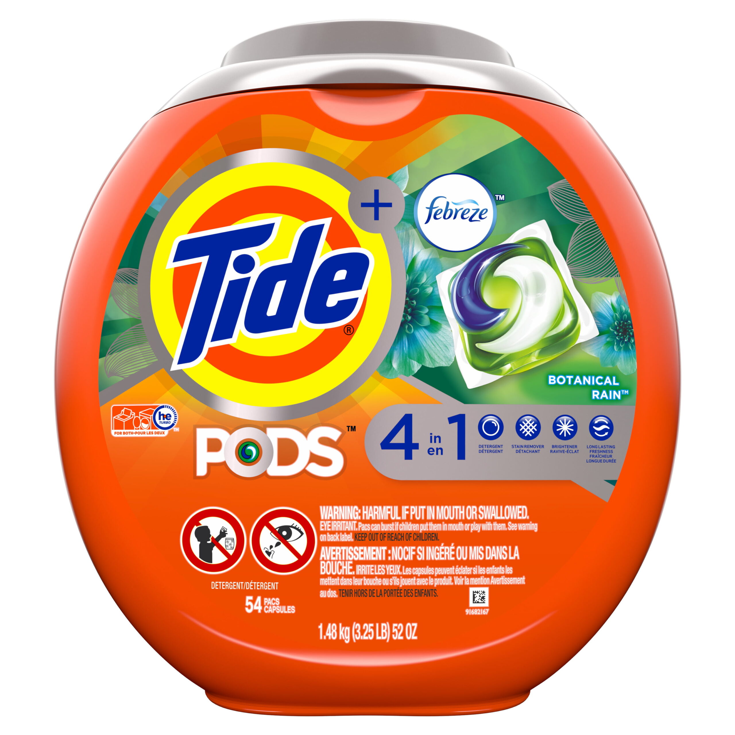 Tide Pods Febreze Botanical Rain. 54 ct Laundry Detergent Pacs