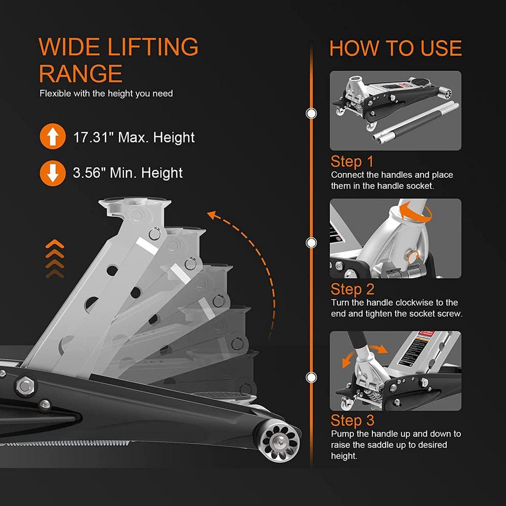 Torin TAM820010L 2-Ton Low-Profile Aluminum Floor Jack with Dual Piston Speedy Lift