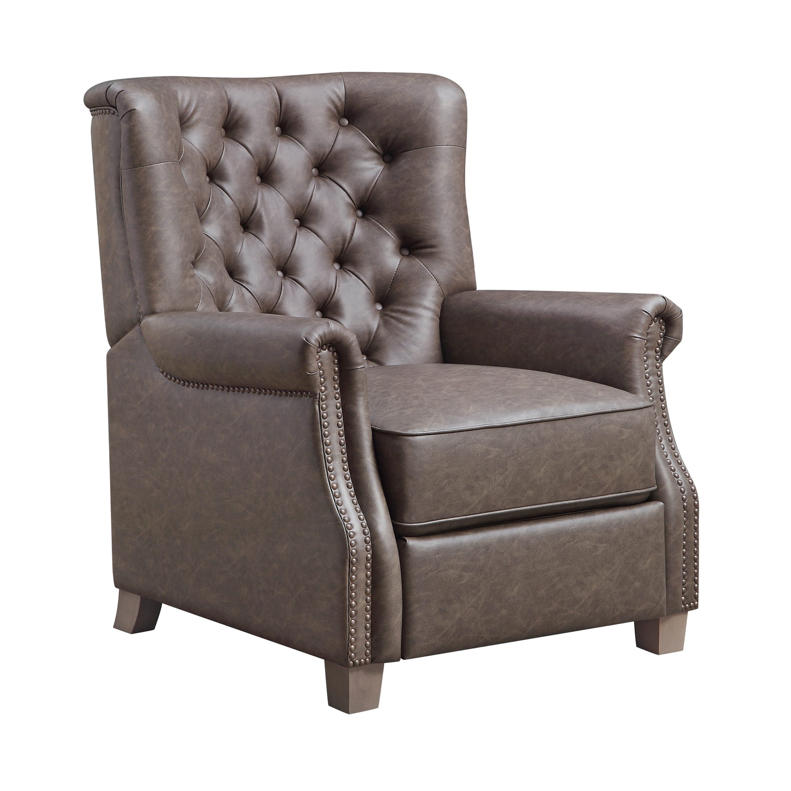 Better Homes & Garden Tufted Push Back Recliner. Brown Faux Leather Upholstery