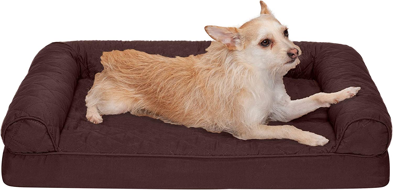 FurHaven Quilted Orthopedic Sofa Cat & Dog Bed w/ Removable Cover. Coffee. Medium