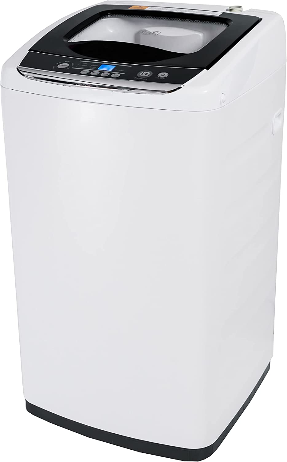 BLACK+DECKER Small Portable Washer. Washing Machine for Household Use. Portable Washer 0.9 Cu. Ft. with 5 Cycles. Transparent Lid & LED Display