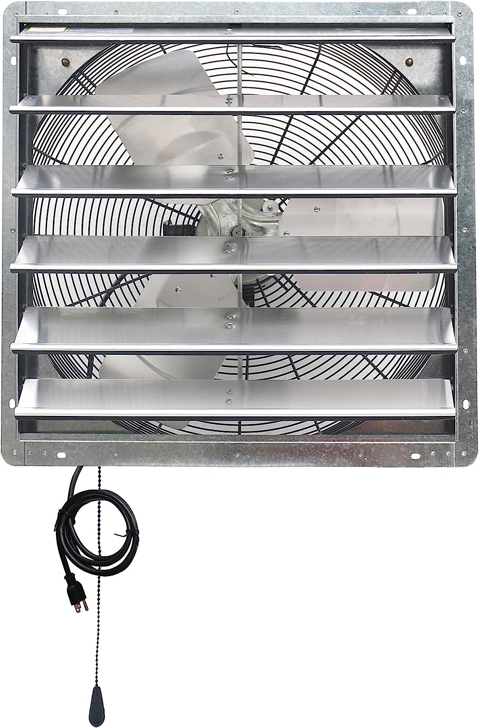 iLIVING ILG8SF24V-T 24 inch Shutter Exhaust Attic Garage Grow. Ventilation Fan with 2 Speed Thermostat 6 Foot Long 3 Plugs Cord. 24″ - Variable. Silver