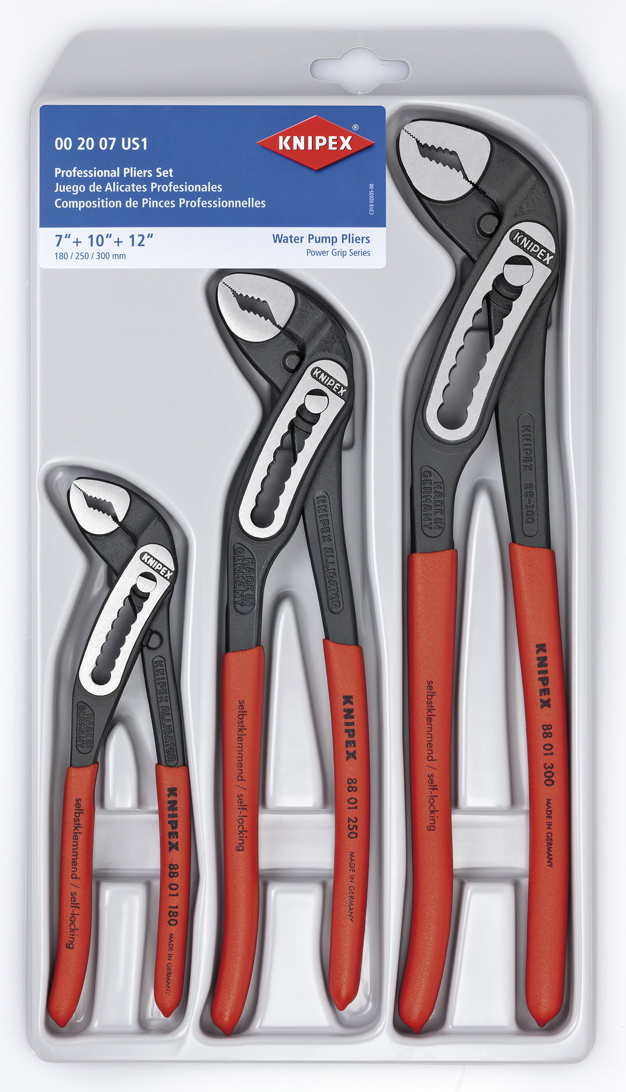 Knipex Tools 00 20 07 US1. Alligator Pliers 7. 10. and 12-Inch Set. 3-Piece