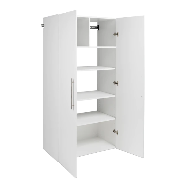 Prepac HangUps Collection Manufactured Wood 4-Shelf Wall Mounted Garage Cabinet in White (36 in. W x 72 in. H x 20 in. D)