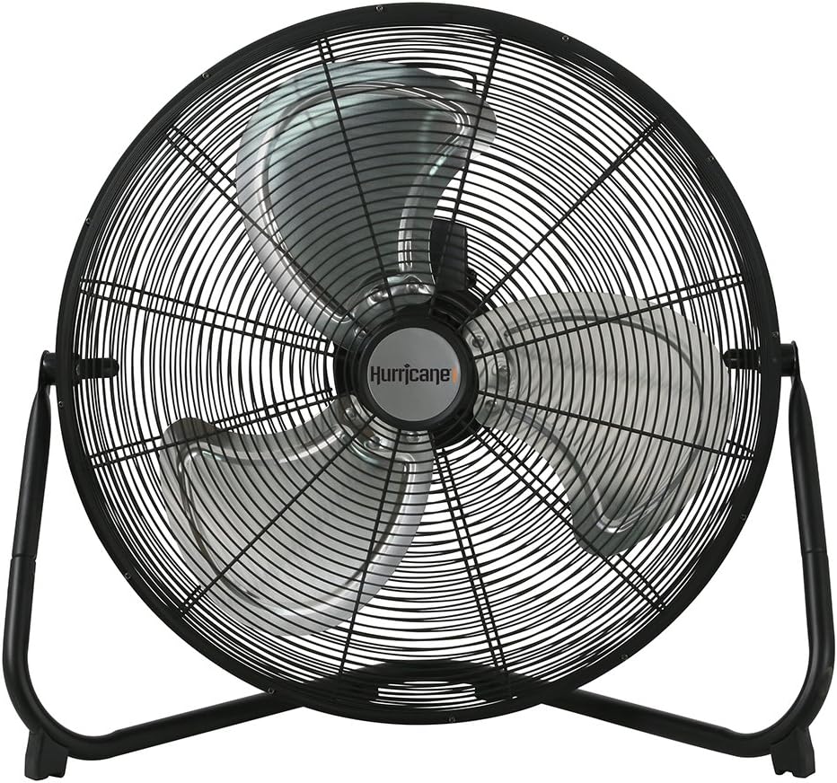 Hurricane Floor Fan - 20 Inch. Pro Series. High Velocity. Heavy Duty Metal Floor Fan for Industrial. Commercial. Residential. and Greenhouse Use - ETL Listed. Black