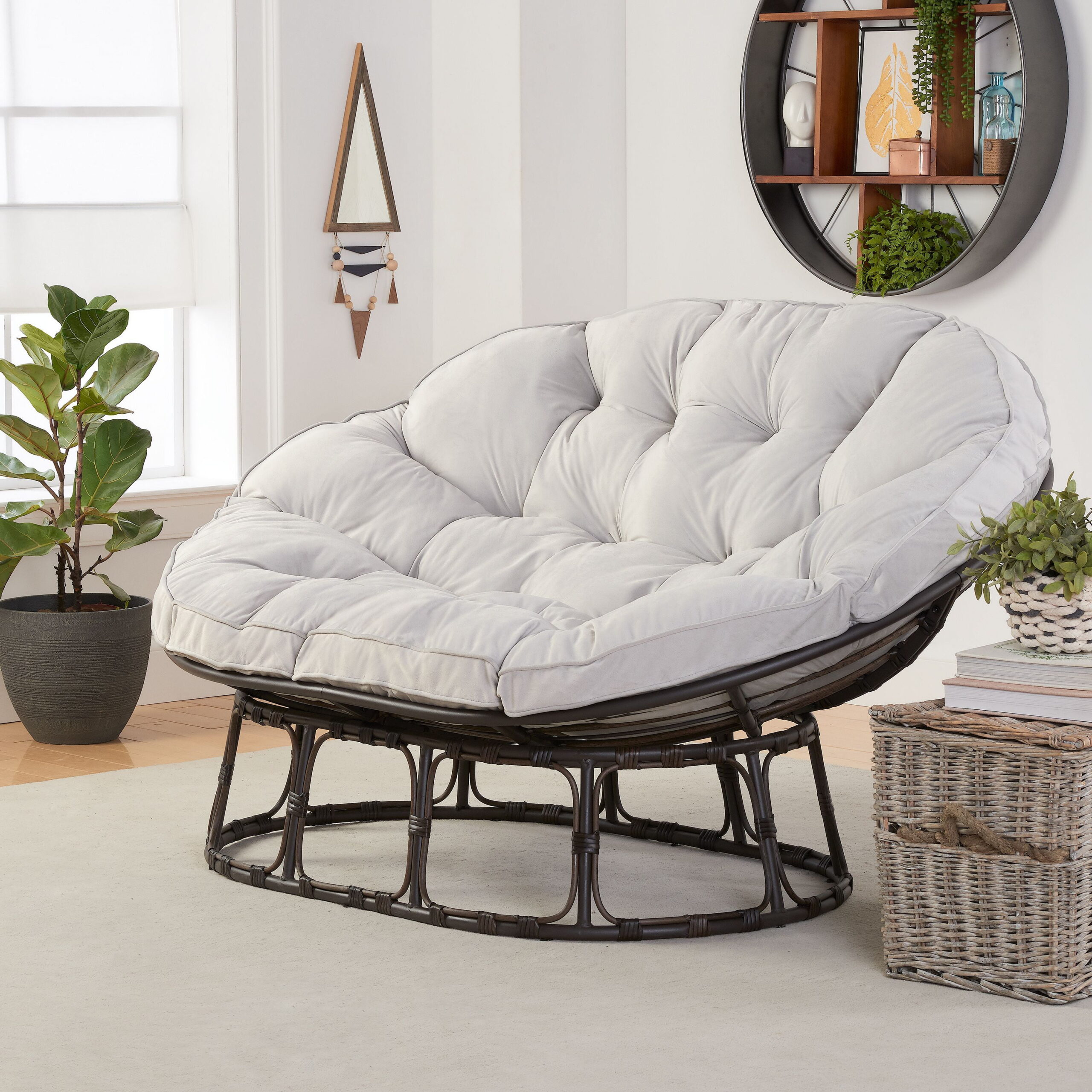 Better Homes & Gardens Papasan Bench. Gray