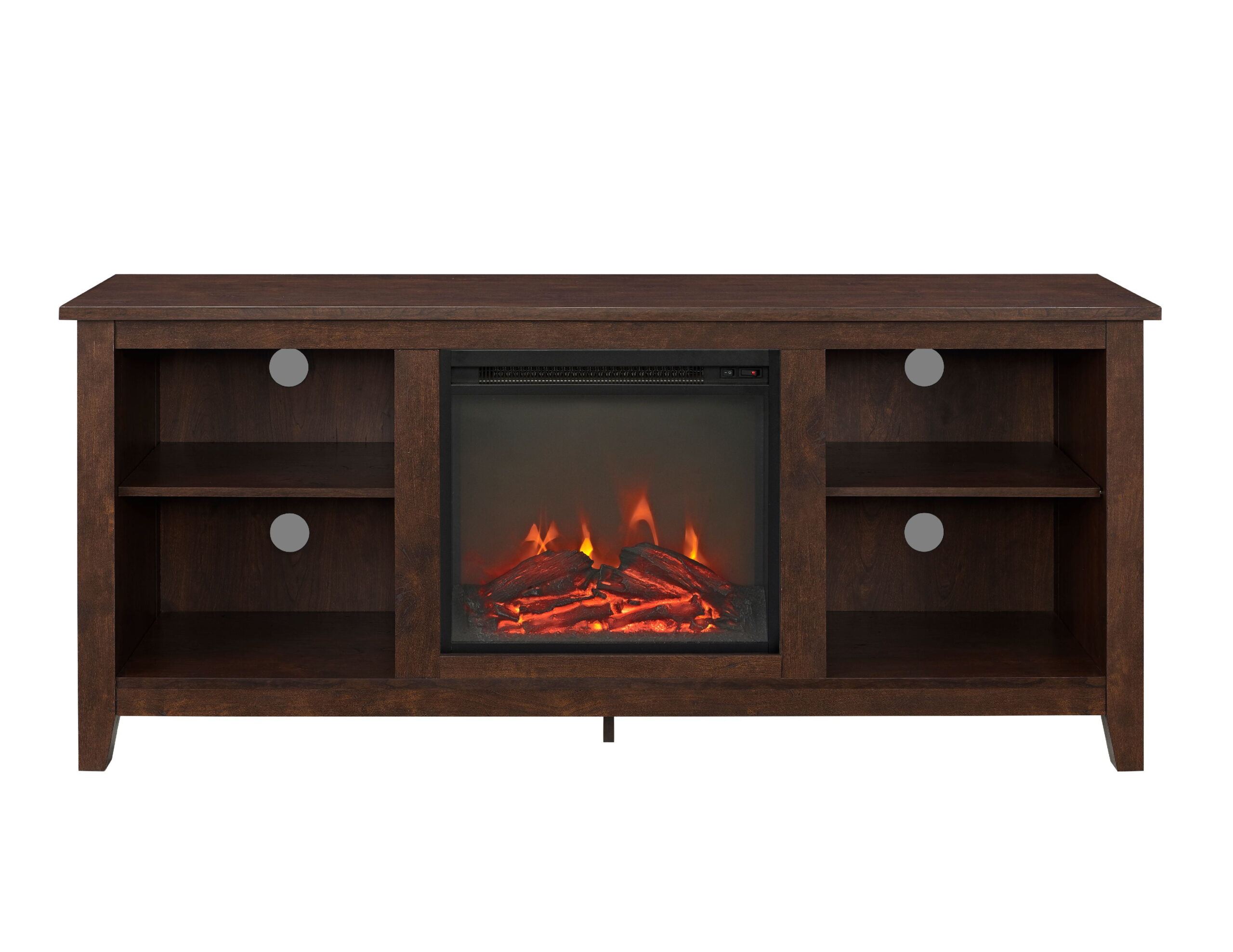 Walker Edison Traditional Fireplace TV Stand for TVs Up to 64″ - Brown