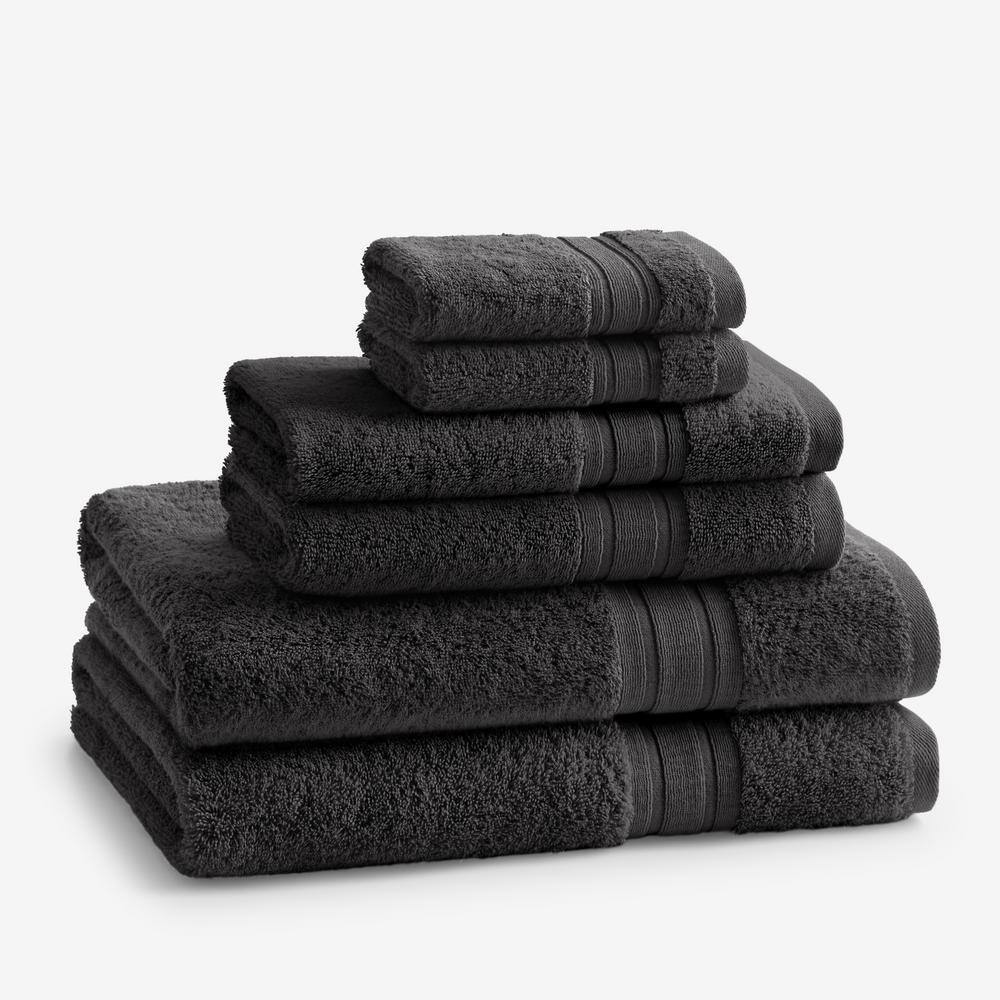 The Company Store  Company Cotton 6-Piece Charcoal Turkish Cotton Bath Towel Set - Charcoal
