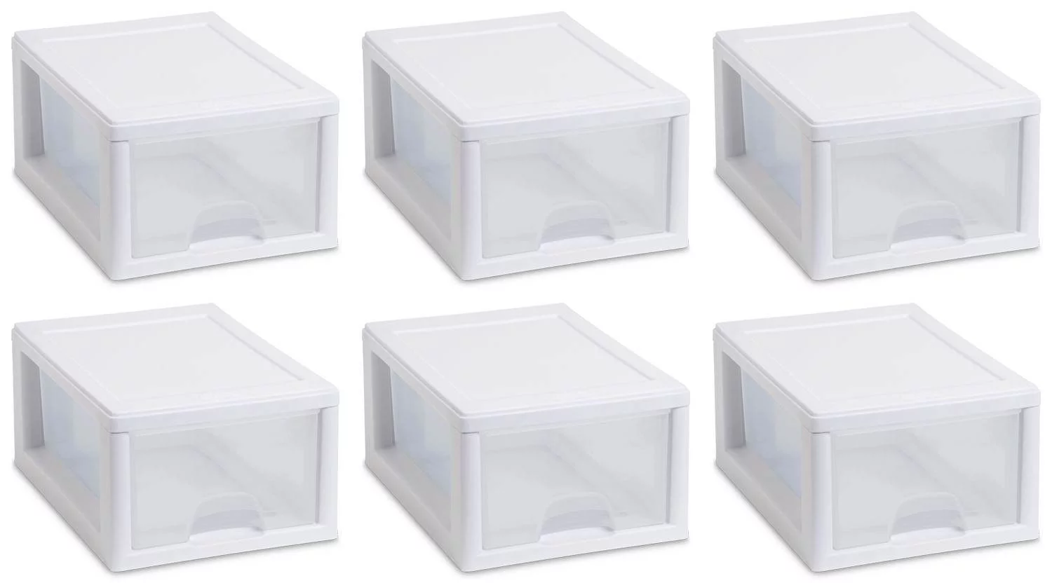 Sterilite Small Box Modular Stacking Storage Drawer Container Closet (6 Pack)