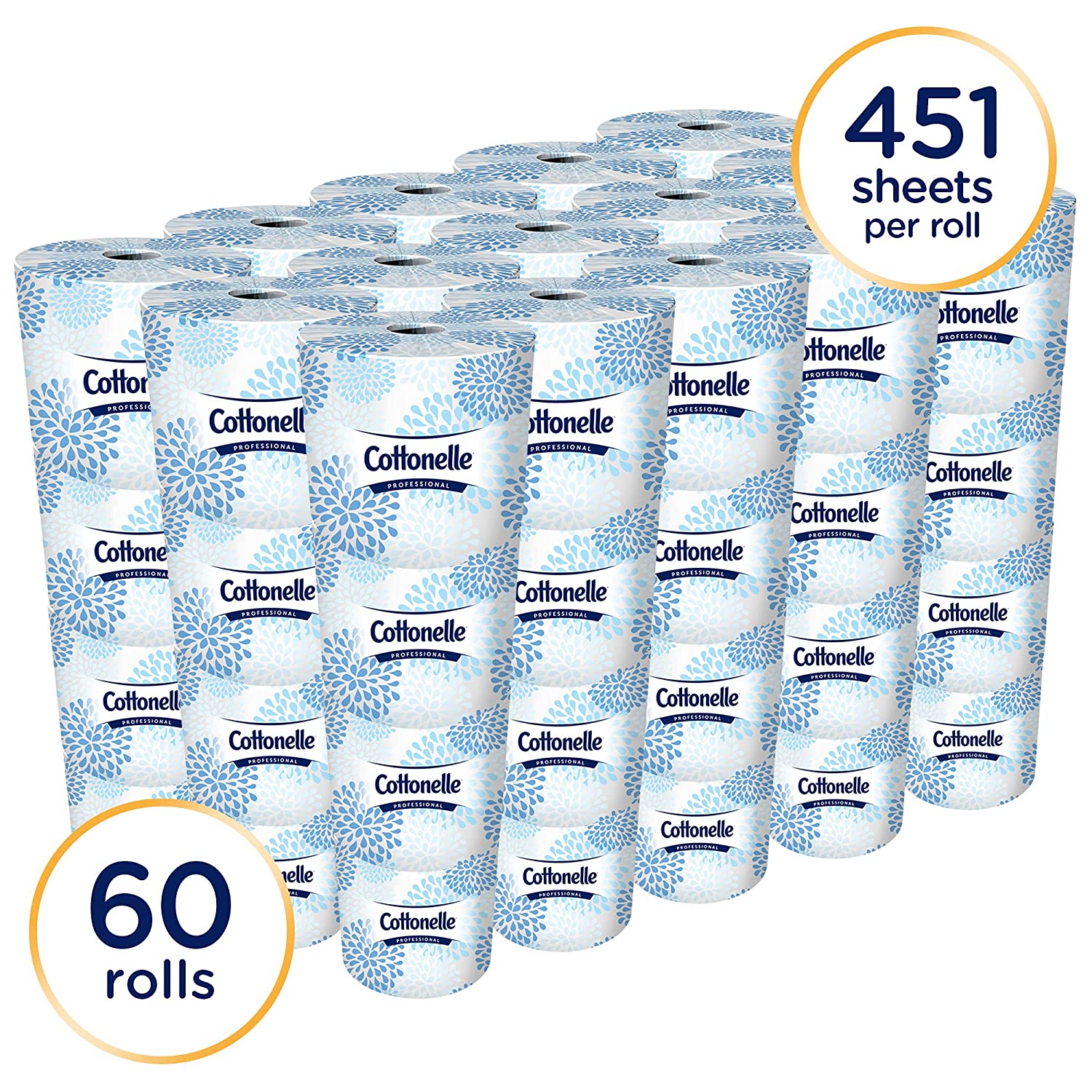 Cottonelle Professional Bulk Toilet Paper for Business (17713). Standard Toilet Paper Rolls. 2-Ply. White. 60 Rolls/Case. 451 Sheets/Roll