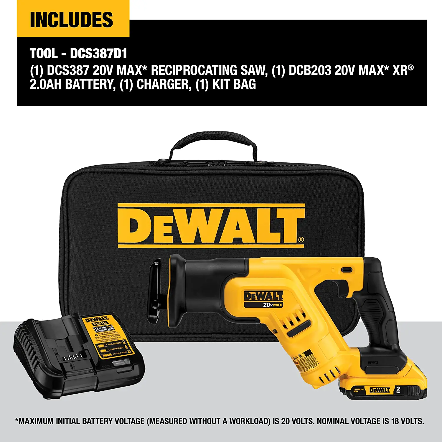 DEWALT Reciprocating Saw DCS387D1 20-volt Variable Speed Cordless  (Charger Included and Battery Included)