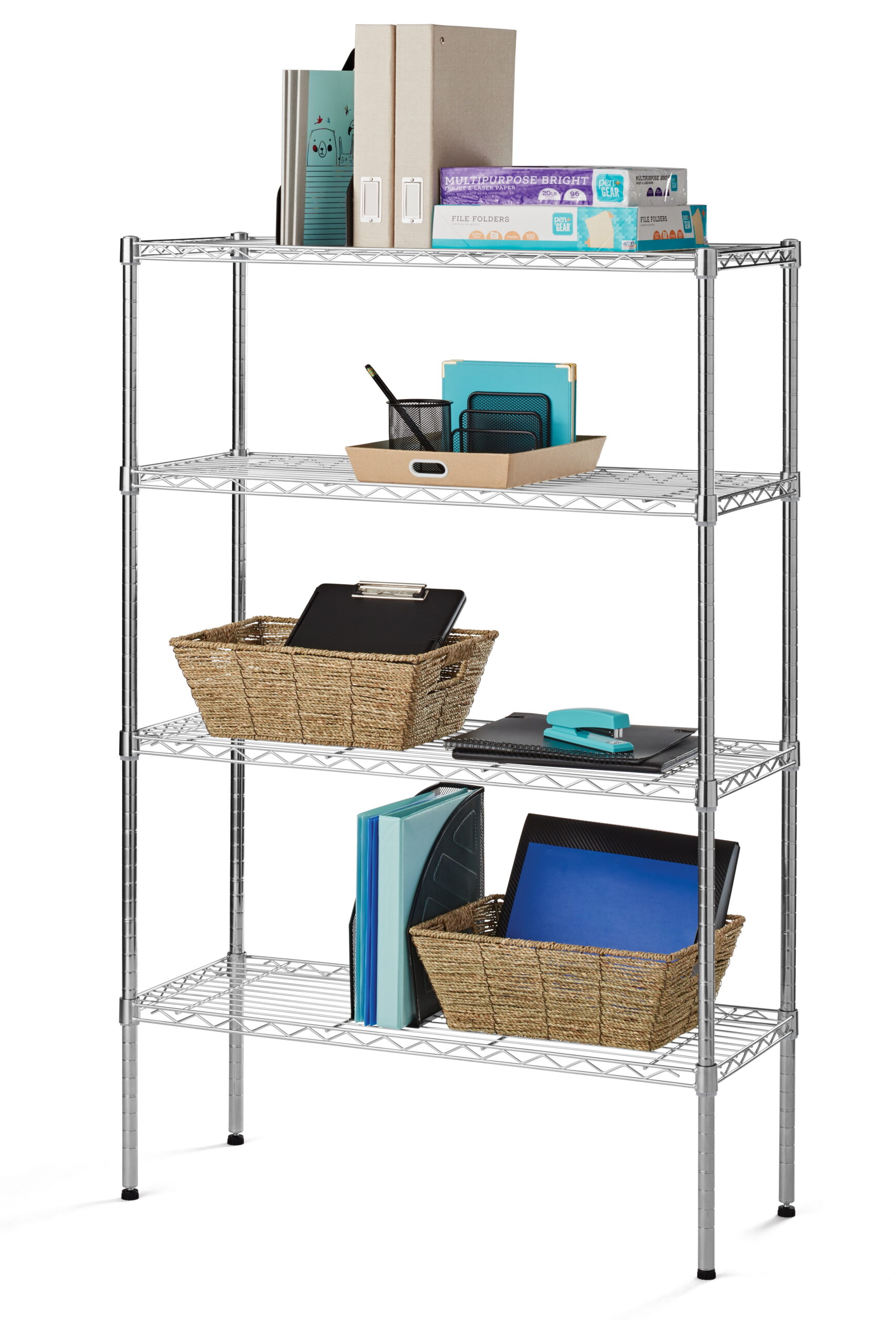 Hyper Tough 4 Tier Wire Shelf Unit Chrome. 1400 lb Capacity