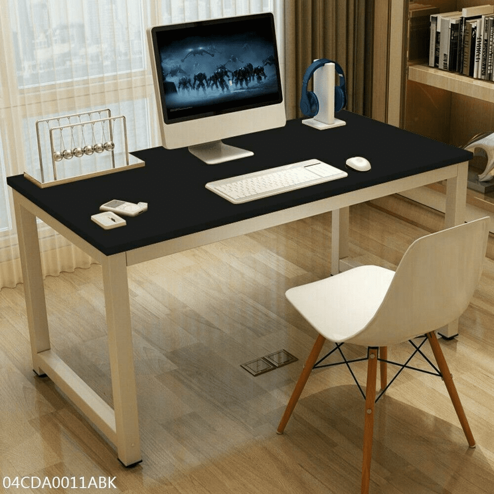 G-Plus Computer Desk Wood Office Table. Modern PC Laptop Notebook Study Writing Table for Home Office Workstation (43.3”. Black Color)