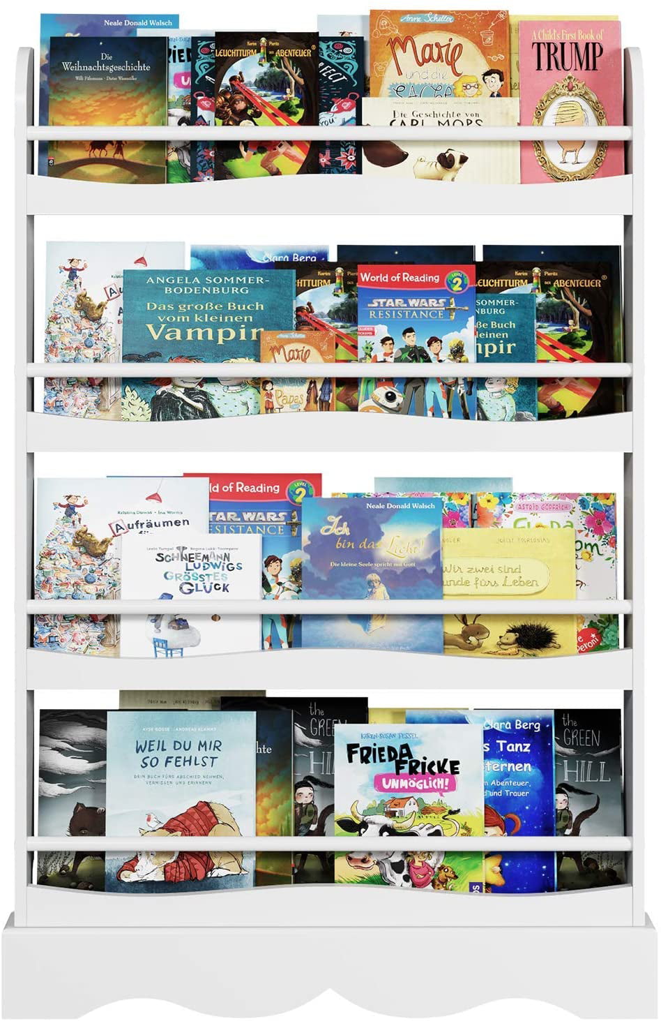 Homfa 4-Tier Kids Bookshelf. 4 Wall Mounted Bookcase Rack for Children Study Living Room Bedroom. White Finish