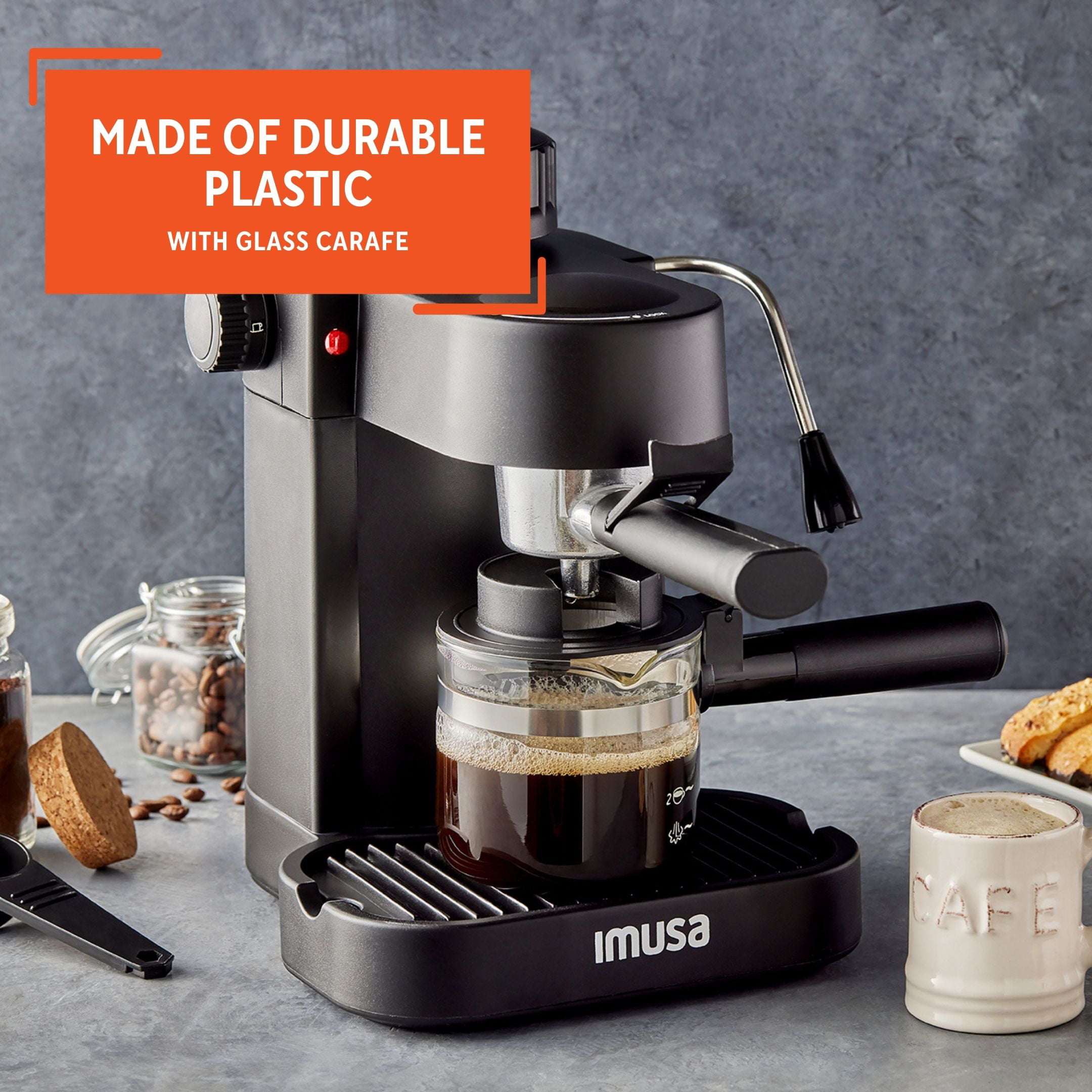 Imusa 4 Cup Capacity  Electric Espresso/Cappuccino Maker 800 Watts - Black