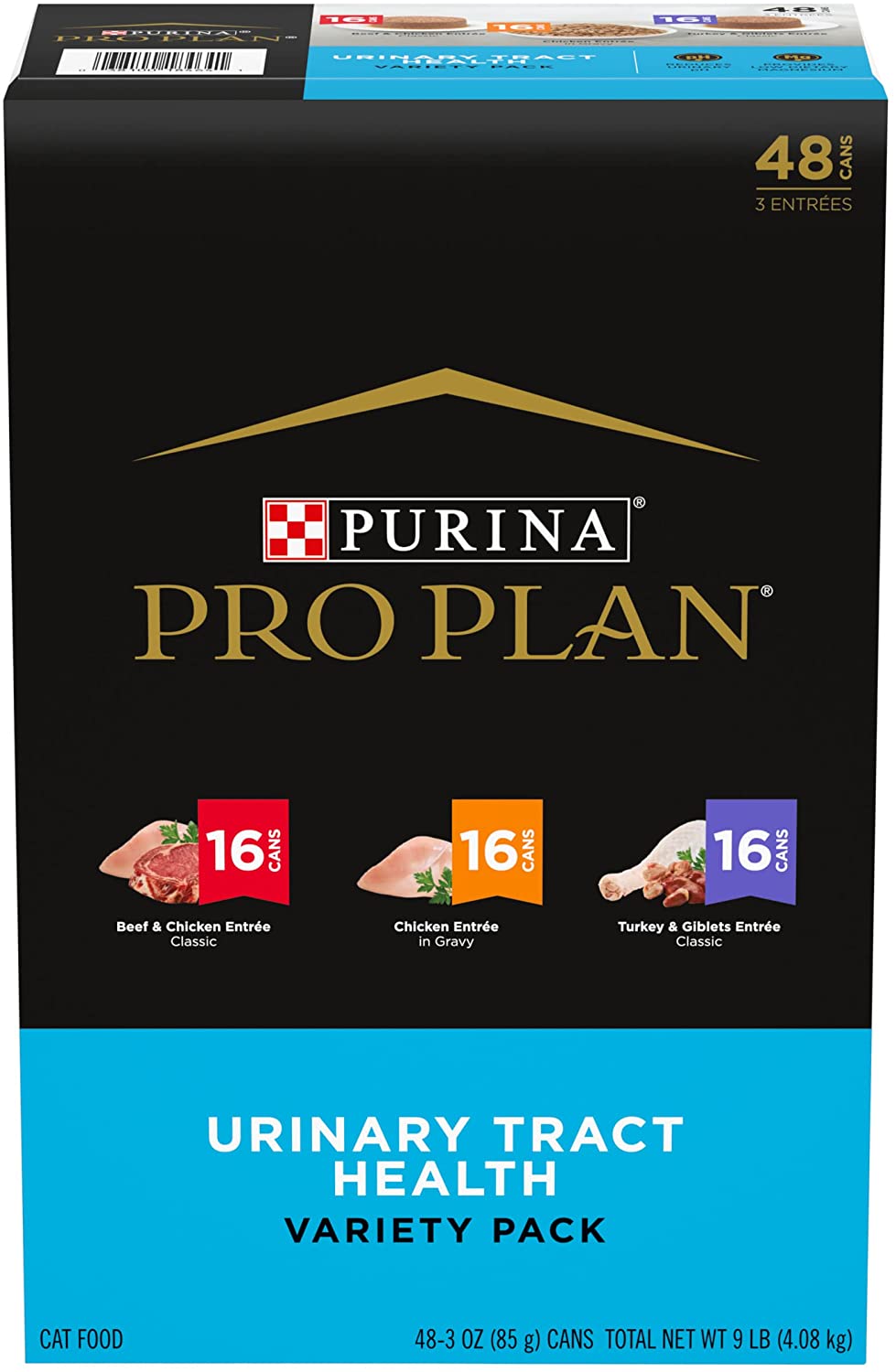 Purina Pro Plan Urinary Cat Food. Wet Cat Food Variety Pack. Urinary Tract Health Poultry and Beef Entrees - (48) 3 oz. Cans
