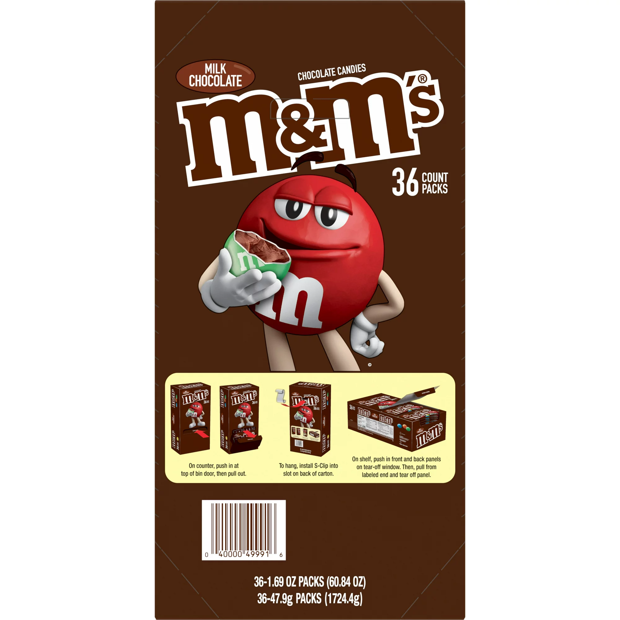 M&M-s Milk Chocolate Full Size Chocolate Candy - 1.69oz/36 Ct