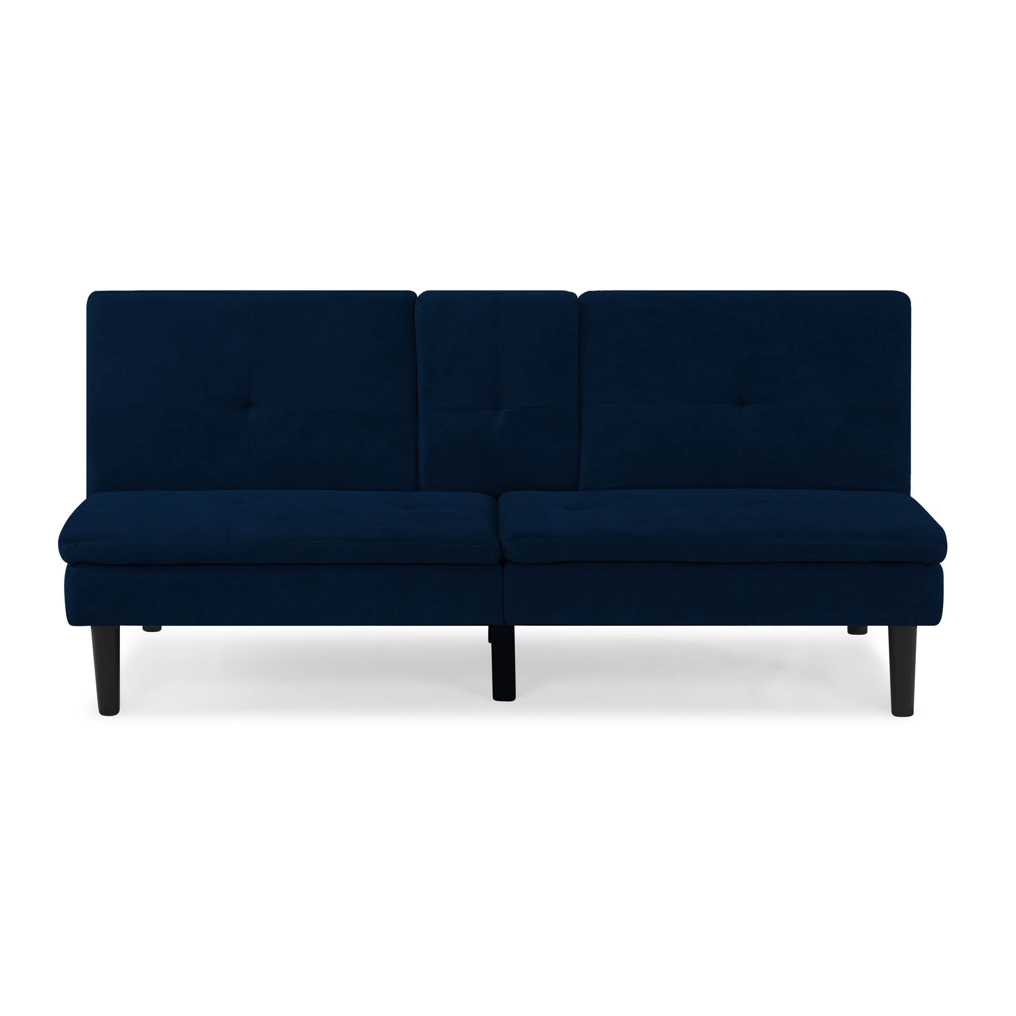 Serta Princeton Modern Futon with Pull Down Drink Tray. Navy Fabric