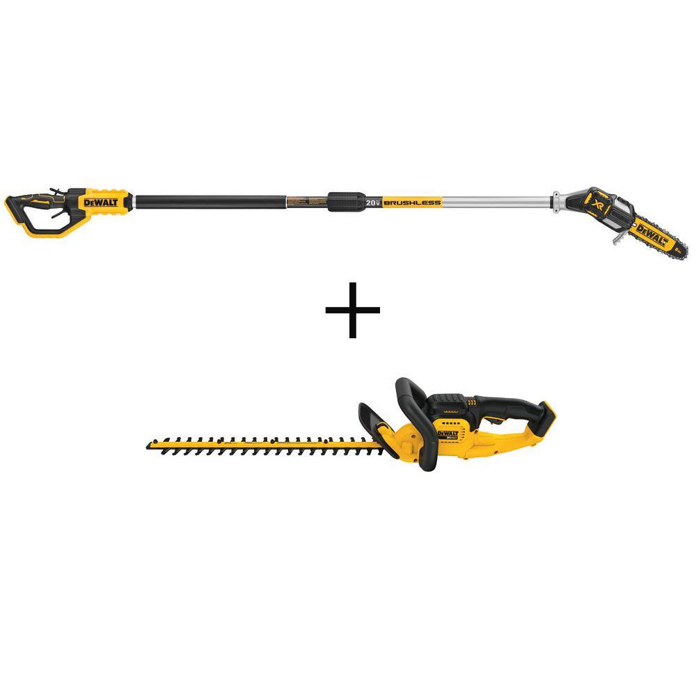 DEWALT DCPS620BWHT820B 20V MAX 8 in. Cordless Battery Powered Pole Saw & 22 in. Cordless Hedge Trimmer (Tools Only)