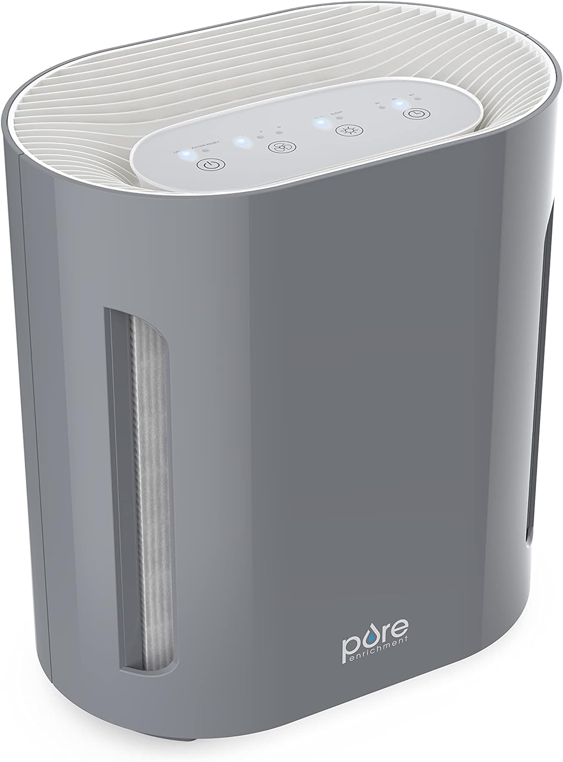 Pure Enrichment® PureZone™ Air Purifier for Medium-Large Rooms (300 sq ft). UV-C Light. 3 Stage Filtration. H13 HEPA Filter Helps Remove up to 99.97% of Bacteria. Allergens. Germs. Smoke. Dust (Gray)