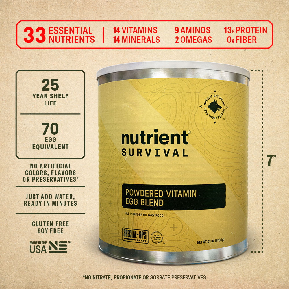 Nutrient Survival Powdered Eggs | Non-Perishable #10 Can |Freeze Dried Camping Meals | Emergency & Survival Food