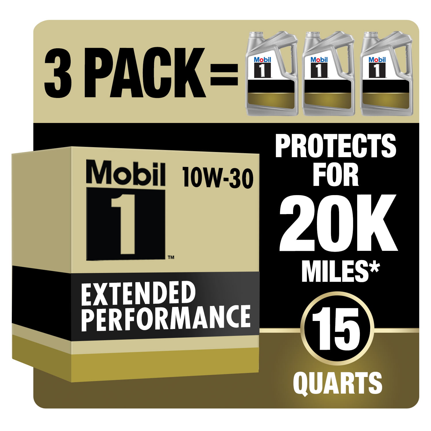 Mobil 1 Extended Performance Full Synthetic Motor Oil 10W-30. 5 qt (3 Pack)