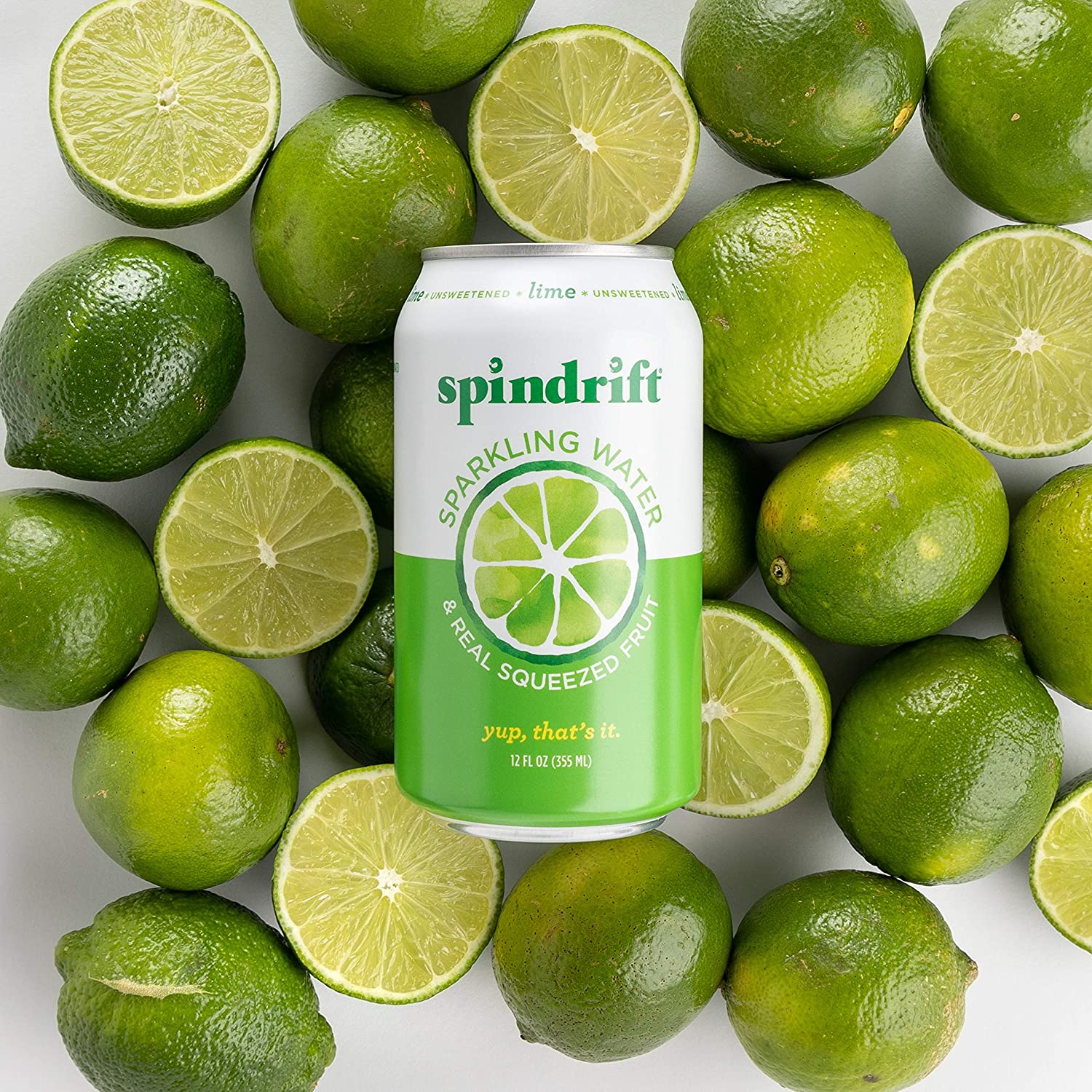 Spindrift Sparkling Water. Lime Flavored. Made with Real Squeezed Fruit. 12 Fl Oz Cans. Pack of 24 (Only 4 Calories per Seltzer Water Can)