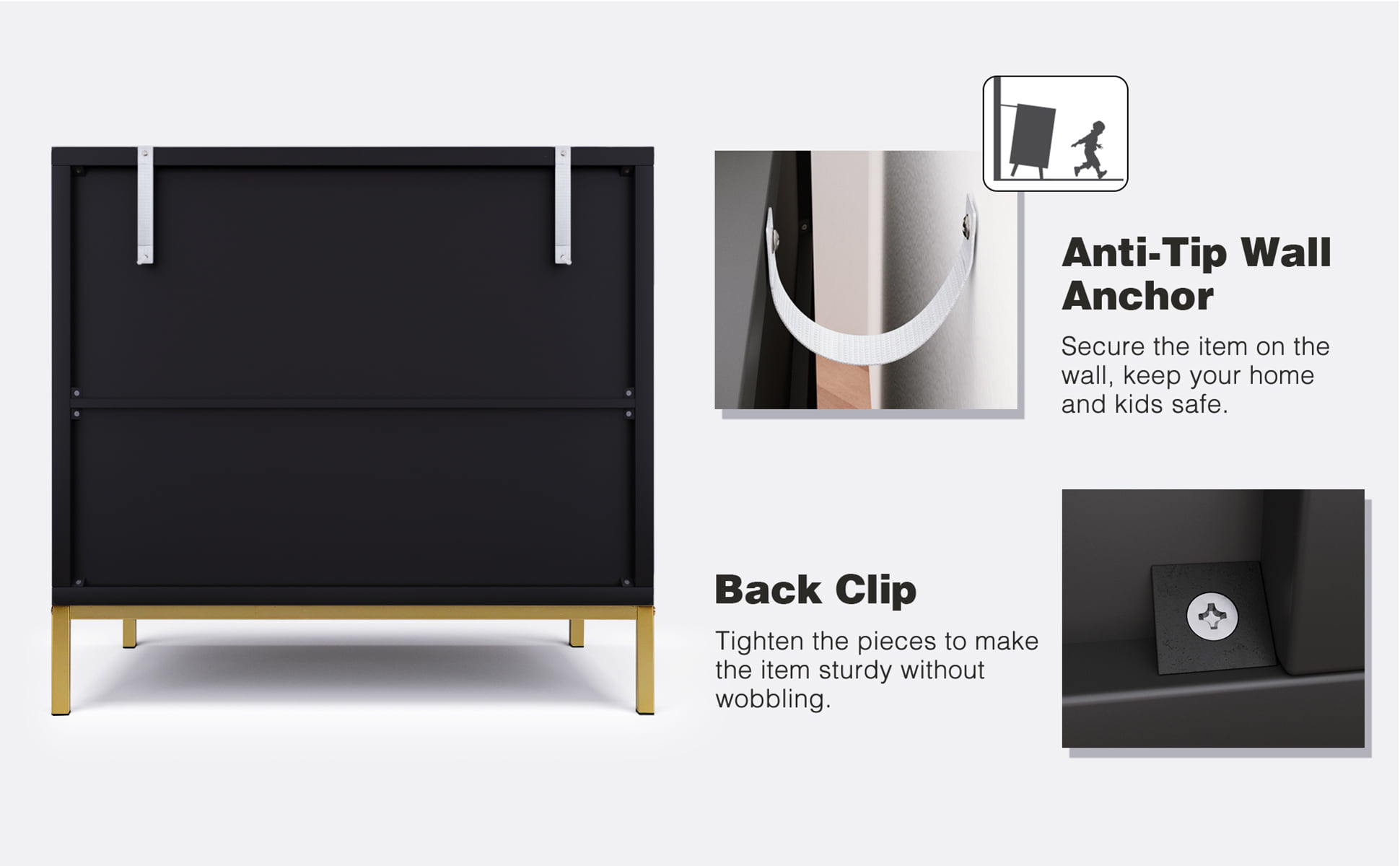 Mid-Century 2-Door Sideboards and Buffet Rattan Cabinets. 31.5″W Black Accent Storage Chest with Shelf Credenzas for Living Room Entryway Dining Room. H0047