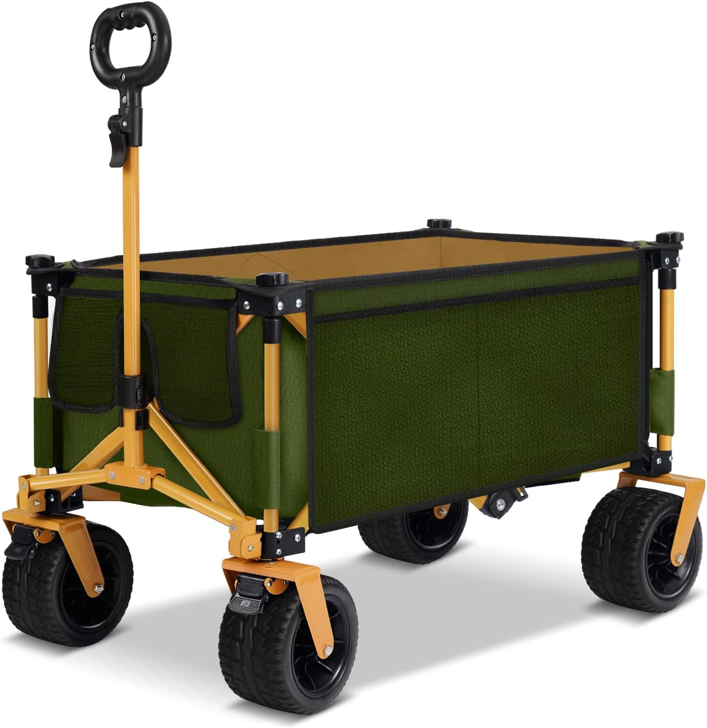 Calanofin Collapsible Folding Wagon Cart Utility 180L Portable Heavy Duty Garden Cart with All-Terrain Beach Wagon with Big Wheels