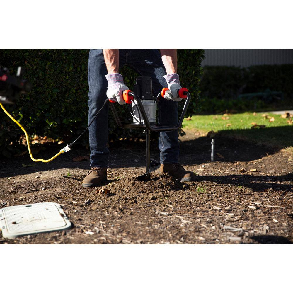 XtremepowerUS 85060-H2 6 in. Digging Auger Drill Bit in Black with 1500-Watt 1.6 HP Electric Earth Post Hole Digger