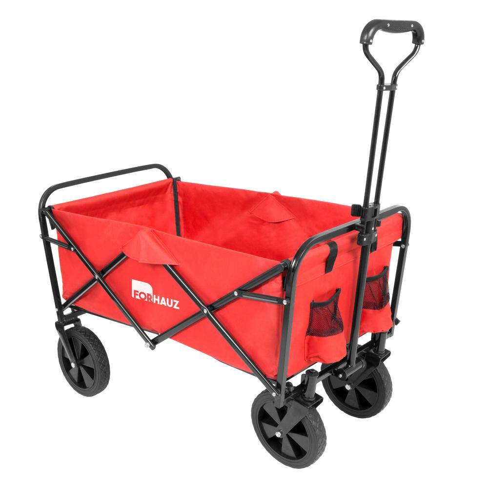FORHAUZ hg-1199-fw-red 3.88 cu.ft. 600D double-layer Oxford Fabric Steel Frame Outdoor Garden Cart Collapsible Folding Wagon. Red
