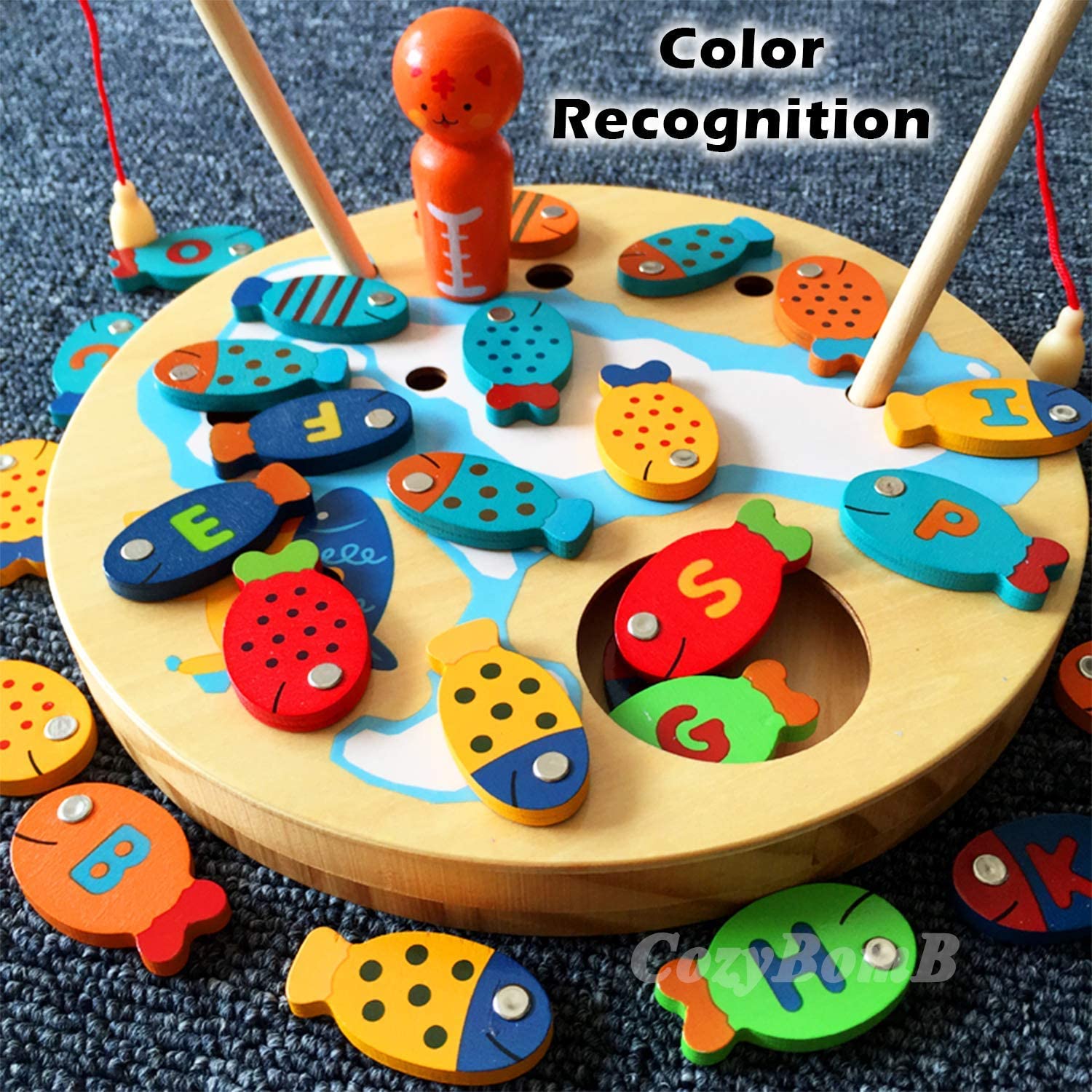 CozyBomB Magnetic Wooden Fishing Game Toy for Toddlers