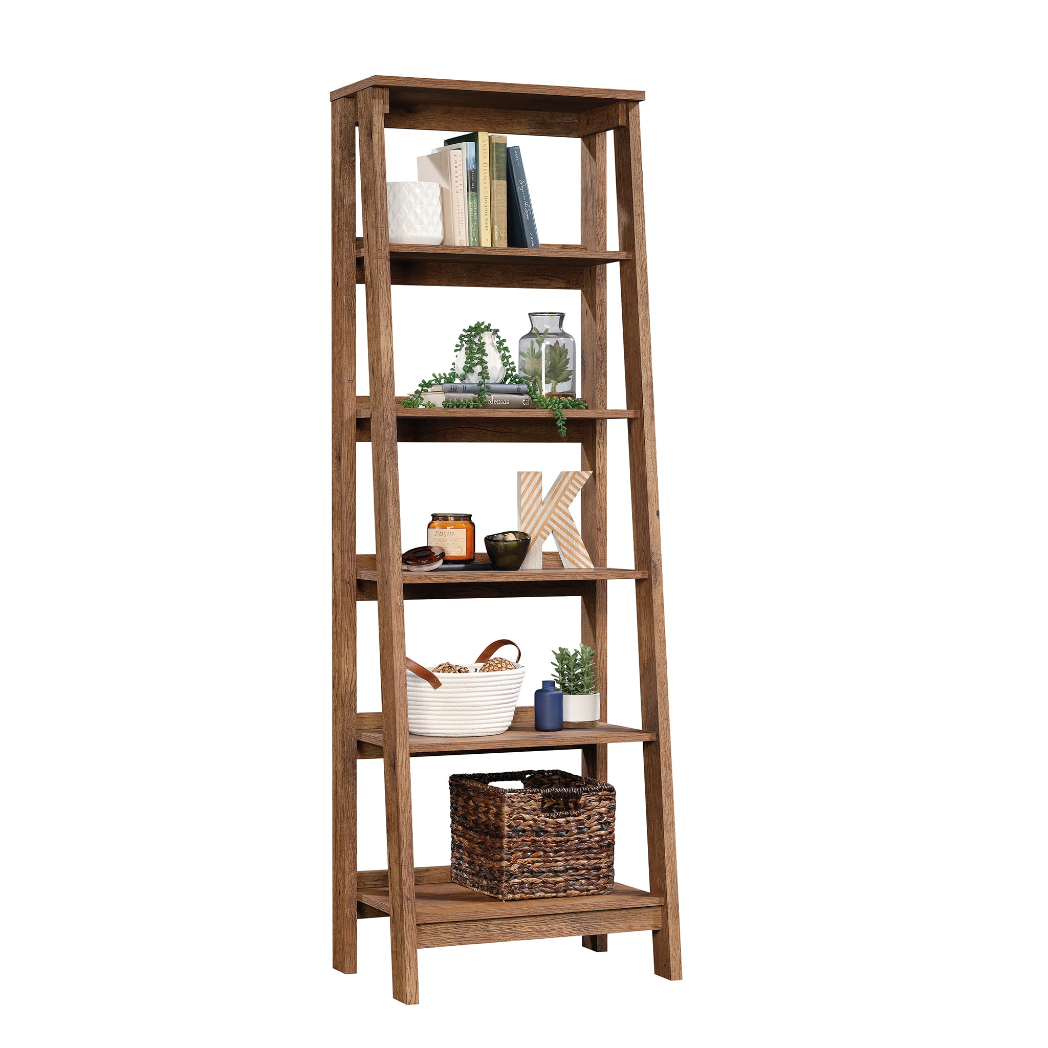 Sauder Trestle 5 - Shelf Bookcase. Vintage Oak Finish