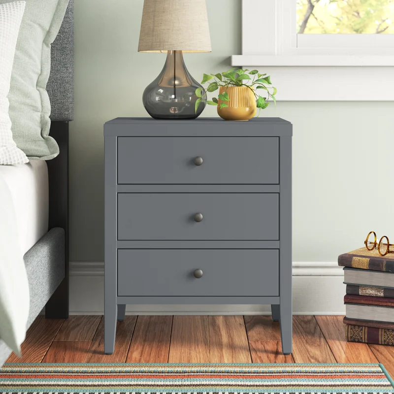 Andover Mills Rushville Solid + Manufactured Wood Nightstand Gray