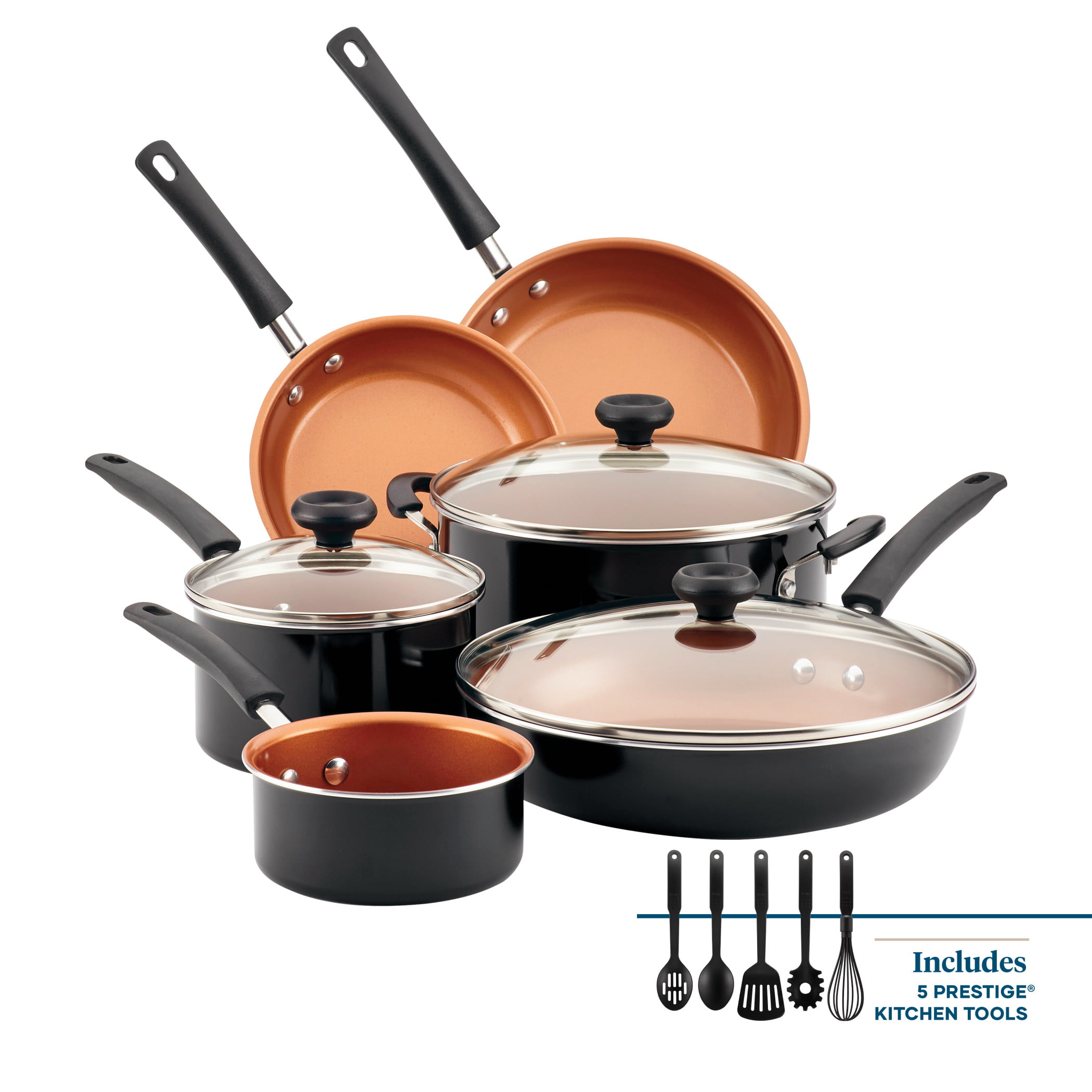 Farberware 14-Piece Easy Clean Pro Ceramic Nonstick Cookware Set. Black