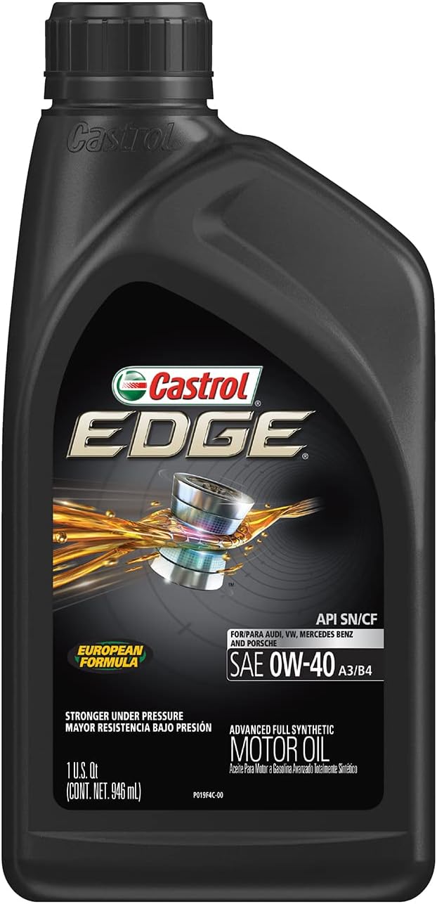 Castrol Edge Euro 0W-40 A3/B4 Advanced Full Synthetic Motor Oil. 1 Quart. Pack of 6