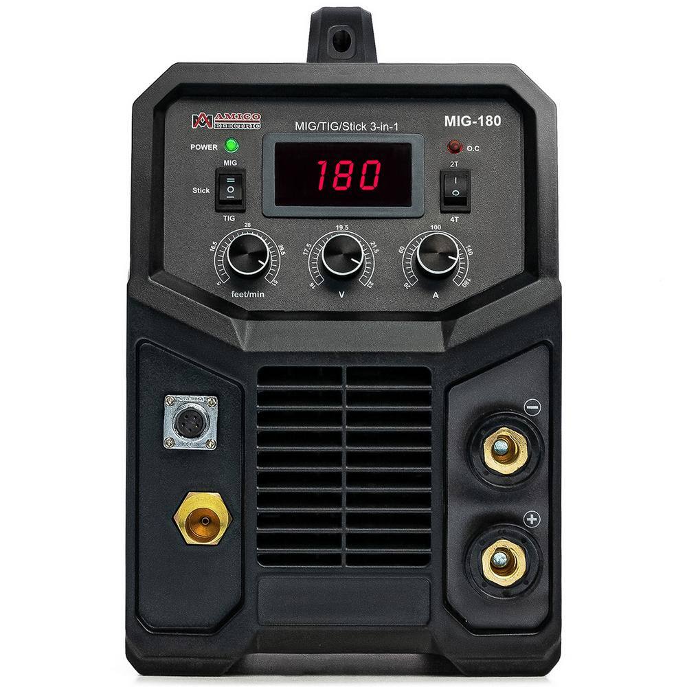 AMICO POWER MIG-180 180 Amp MIG/Flux-Cored/TIG/Stick Multi-Process Welder. 100-250V Voltage. Compatible Spool Gun SPG15180