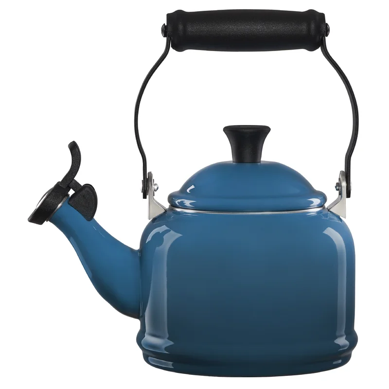 Le Creuset Q9401-7D Enamel On Steel Demi Tea Kettle. 1.25 qt.. Deep Teal
