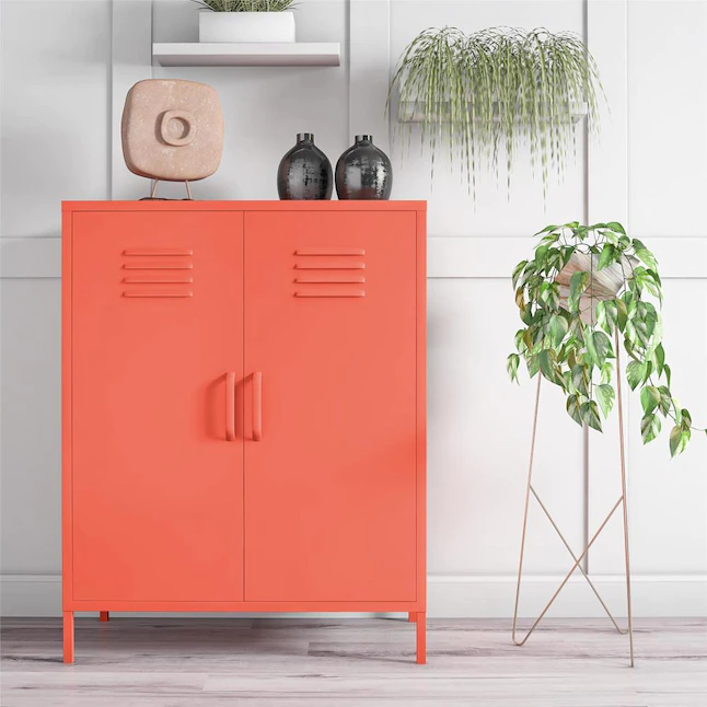 Ameriwood Home Cache 37.04-in W x 25.2-in H x 15.75-in D Steel Full Storage Lockers. Orange Cabinet