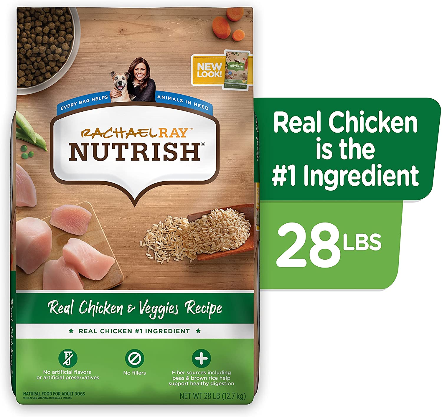Rachael Ray Nutrish Premium Natural Dry Dog Food. Real Chicken & Veggies Recipe. 28 Pounds (Packaging May Vary)