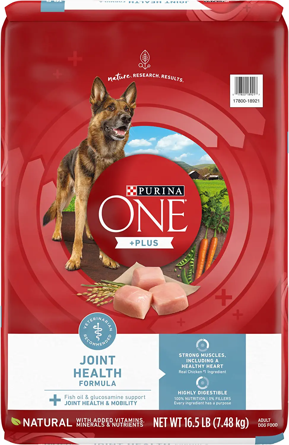 Purina ONE Natural Dry Dog Food for Hip and Joint Care. +Plus Joint Health Formula - 16.5 lb. Bag