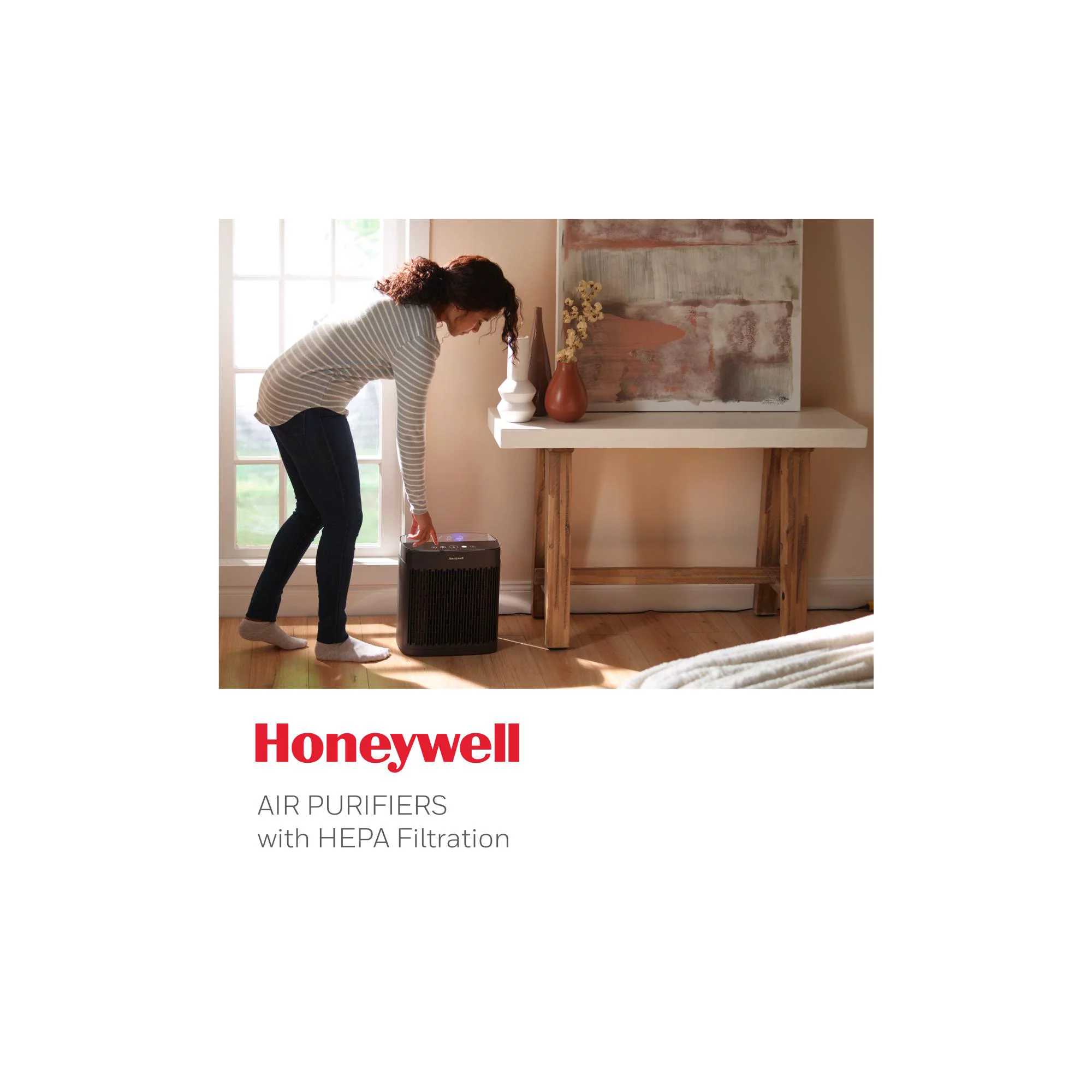 Honeywell InSight HEPA Air Purifier with Air Quality Indicator and Auto Mode. Allergen Reducer for Medium-Large Rooms (190 sq. ft). Wildfire/Smoke. Pollen. Pet Dander. and Dust Air Purifier. HP5100B